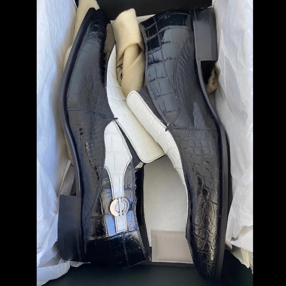 Caporicci 203 Alligator Split Toe Loafers Black / White - Picture 4 of 14